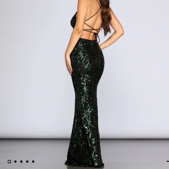 Taisia Formal Sequin Scroll Dress - Picture 3 of 5